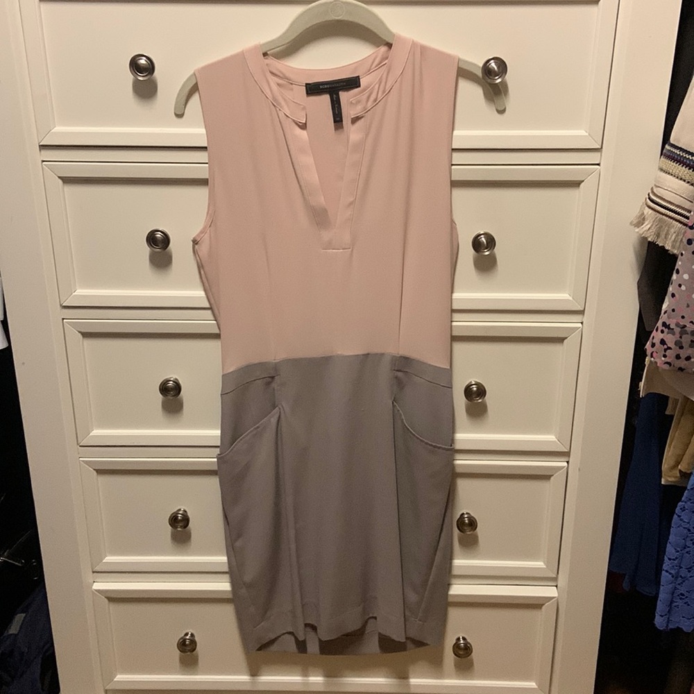 Blush and Gray BCBGMaxAzria Combo Dress